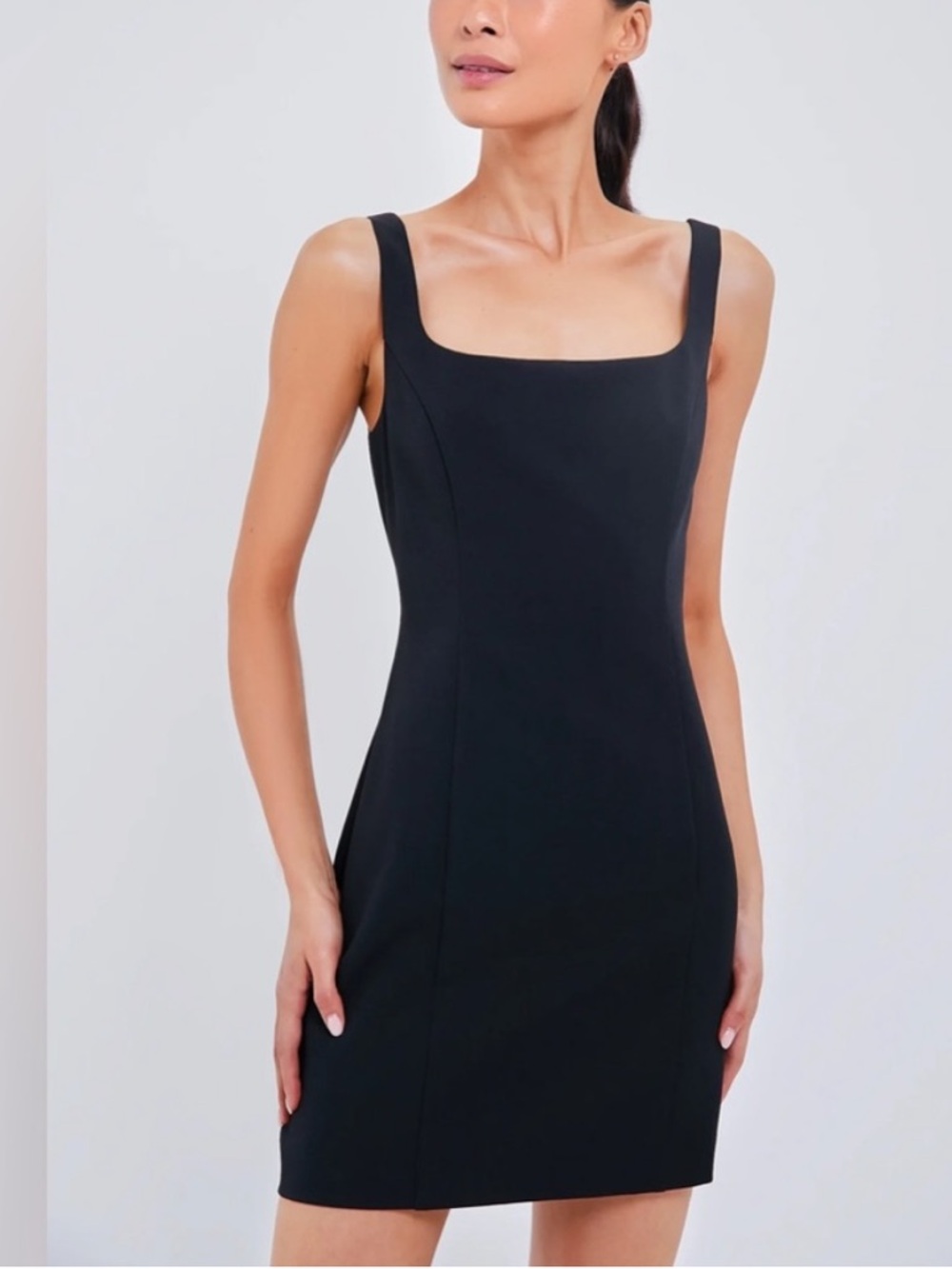 NWT Hyacinth House Classic Black Square-Neck Mini Dress | L
